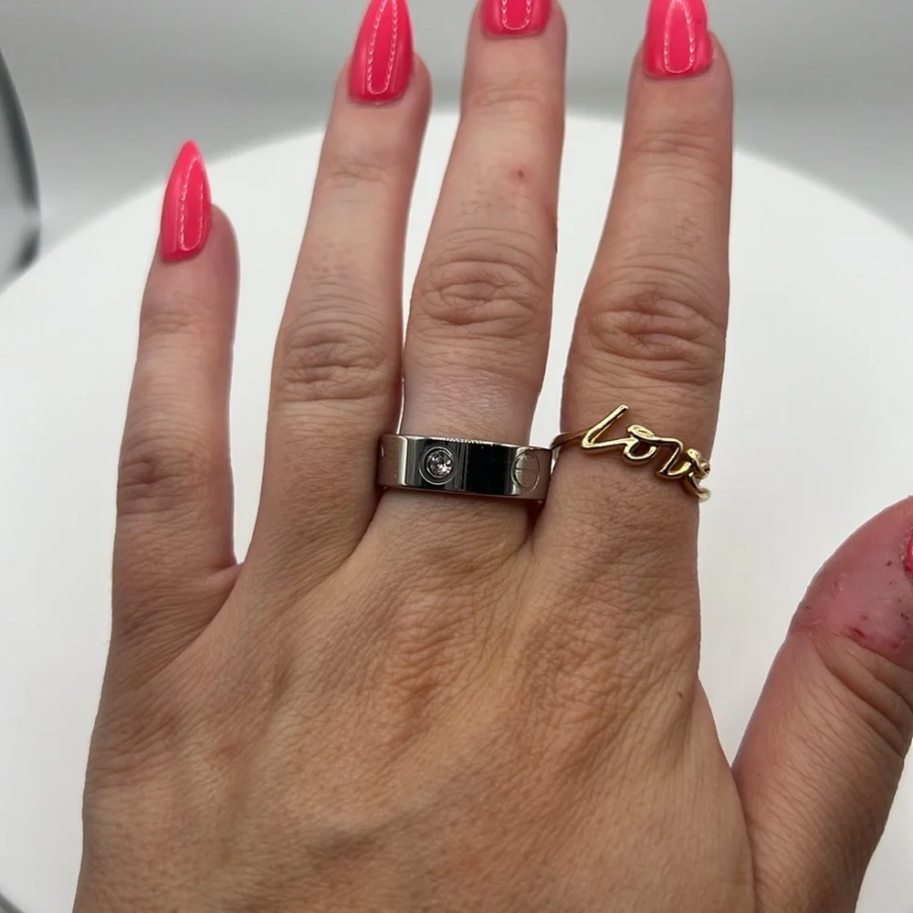 163. Silver Ring with Engraved Design and‎ Stones